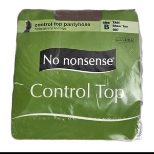 No Nonsense Control Top Pantyhose Nylons Size B Tan Sheer Toe 087 Tummy Control